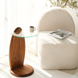 Hanah Home Surf Mesa Auxiliar Castaño y Transparente